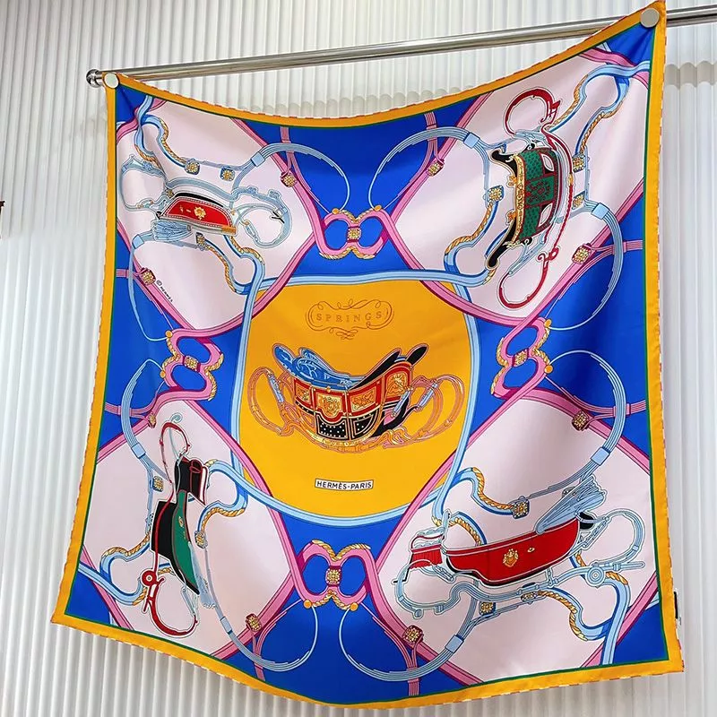 Hermes Springs Remix Scarf 90 In Blue 0112