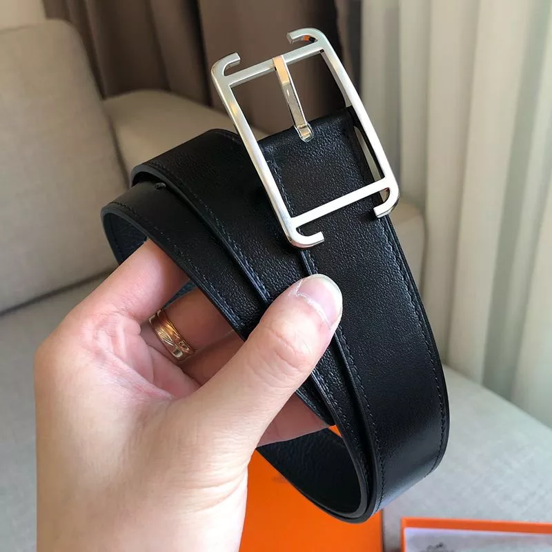 Affordable Hermes Society Buckle 32MM Reversible Belt Togo Leather In Black 0113