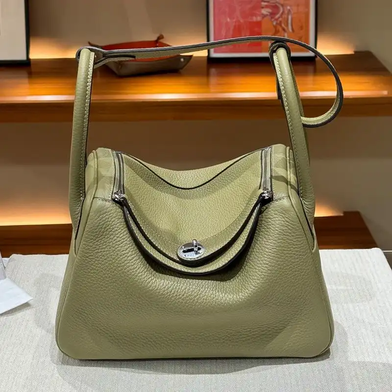 Affordable Hermes Lindy Bag Clemence Leather Palladium Hardware In Olive 0130