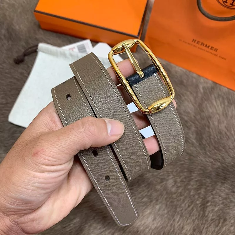 Hermes Pin Belt Epsom Calfskin In Grey Gold 0113