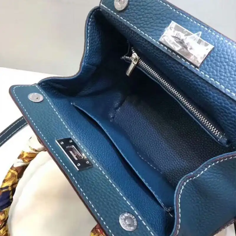 Affordable Hermes Toolbox Bag Swift Leather Palladium Hardware In Blue 0130