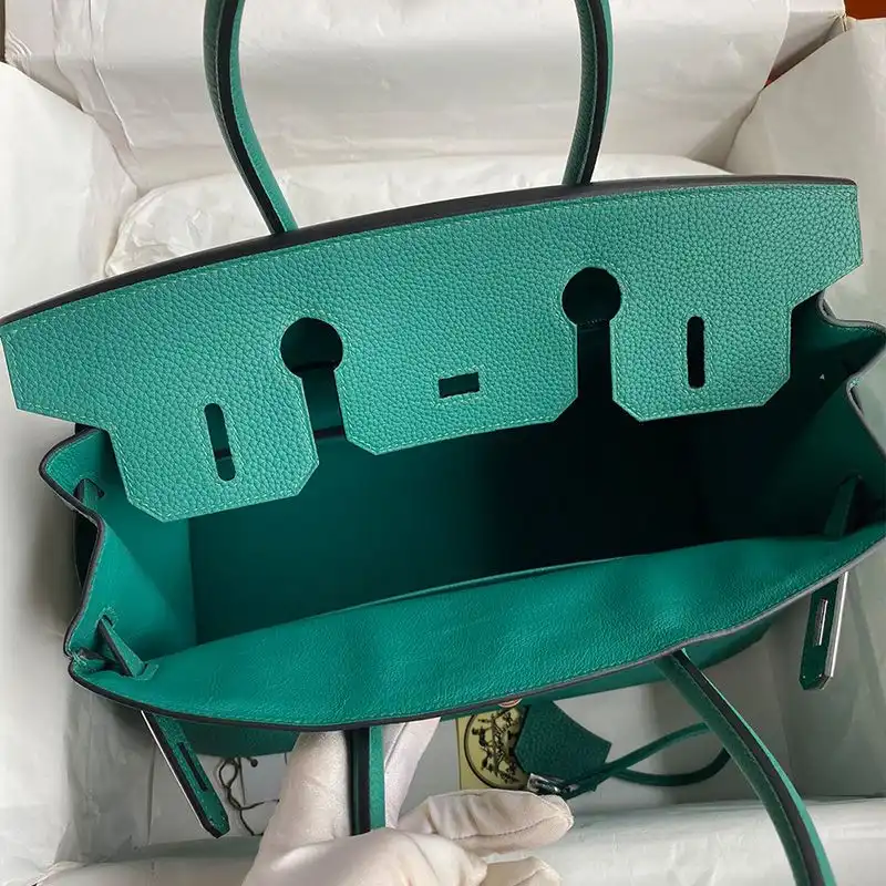 Affordable Hermes Birkin Bag Togo Leather Palladium Hardware In Malachite Green 0126