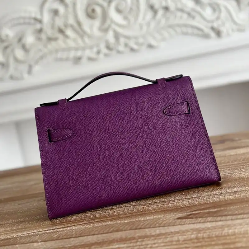 Affordable Hermes Kelly Pochette Epsom Leather Gold Hardware In Purple 0122