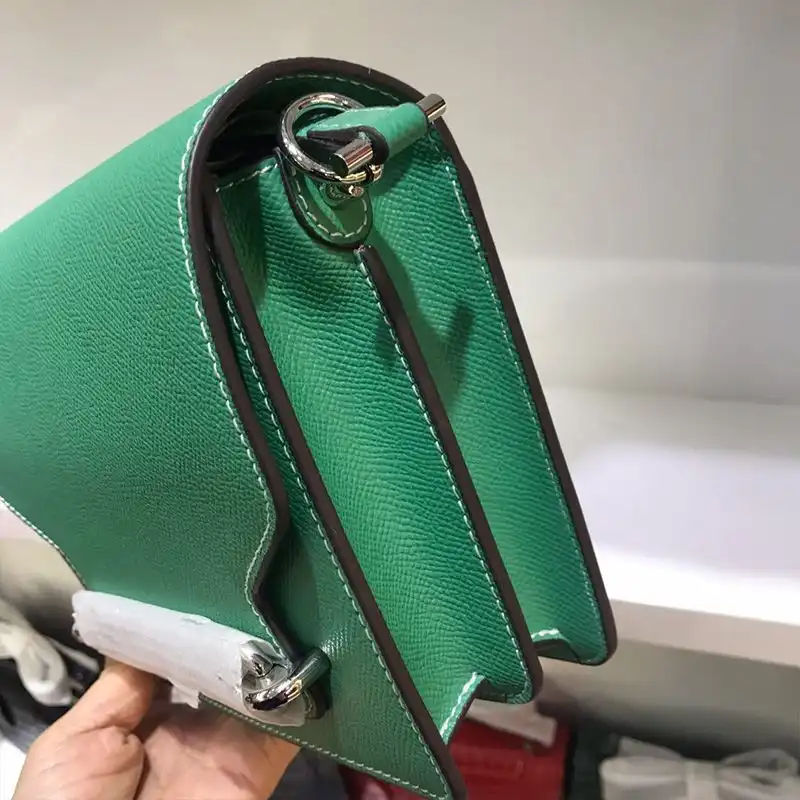 Affordable Hermes Roulis Bag Epsom Leather Palladium Hardware In Green 0130