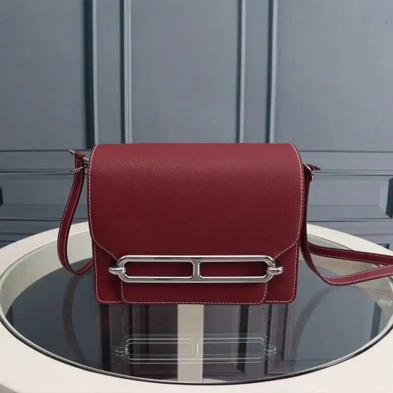 Cheap Hermes Roulis Bag Epsom Leather Palladium Hardware In Burgundy 0130