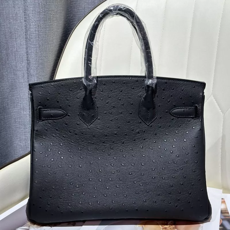 Affordable Hermes Birkin Bag Ostrich Leather Gold Hardware In Black 0120