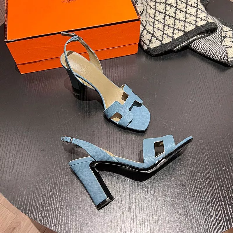 Affordable Hermes Eternite 95 Slingback Sandals Women Grained Calfskin In Blue 0115