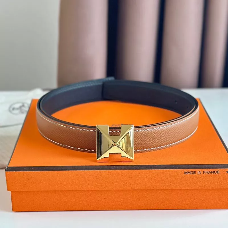 Hermes H Buckle 24 Reversible Belt Leather In Orange Black 0113