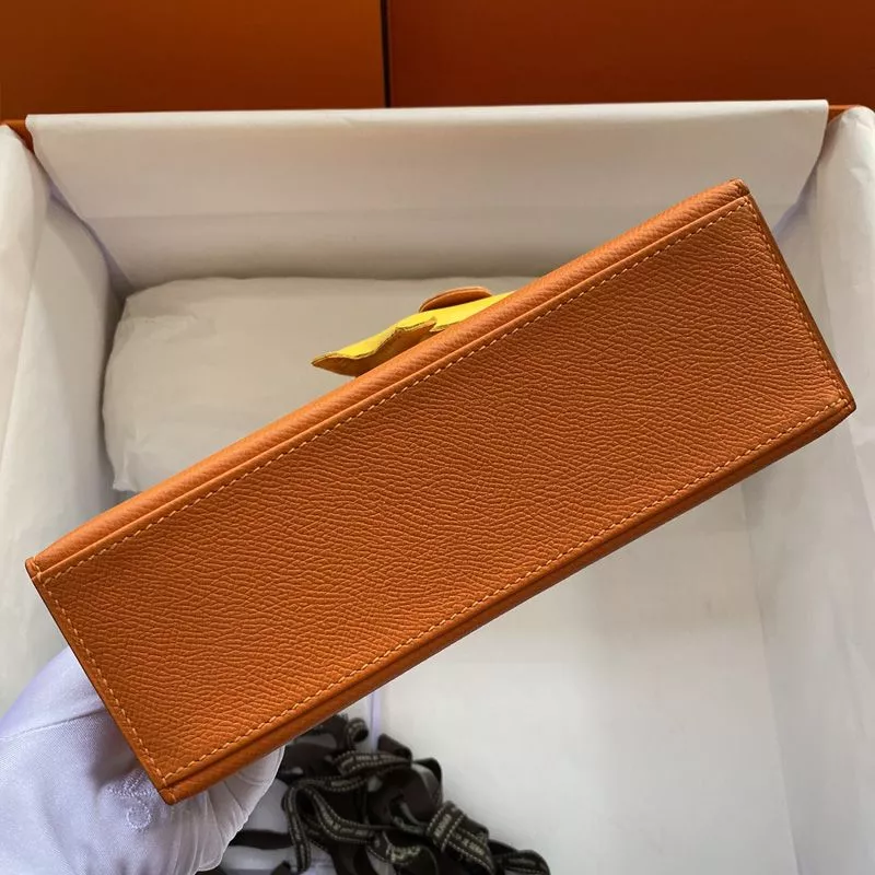 Affordable Hermes Kelly Pochette Epsom Leather Gold Hardware In Orange 0114