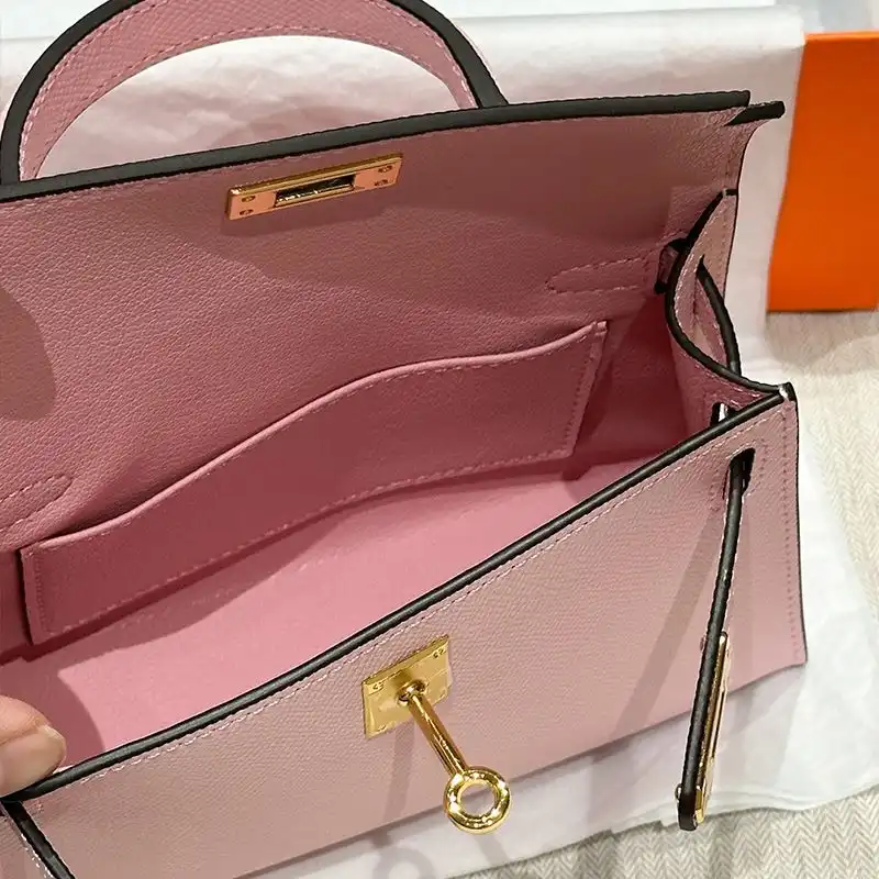 Affordable Hermes Mini Kelly II Bag Epsom Leather Gold Hardware In Pink 0128