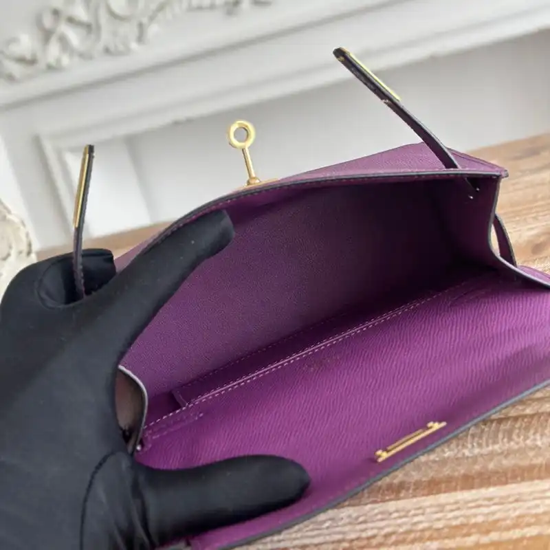 Affordable Hermes Kelly Pochette Epsom Leather Gold Hardware In Purple 0122