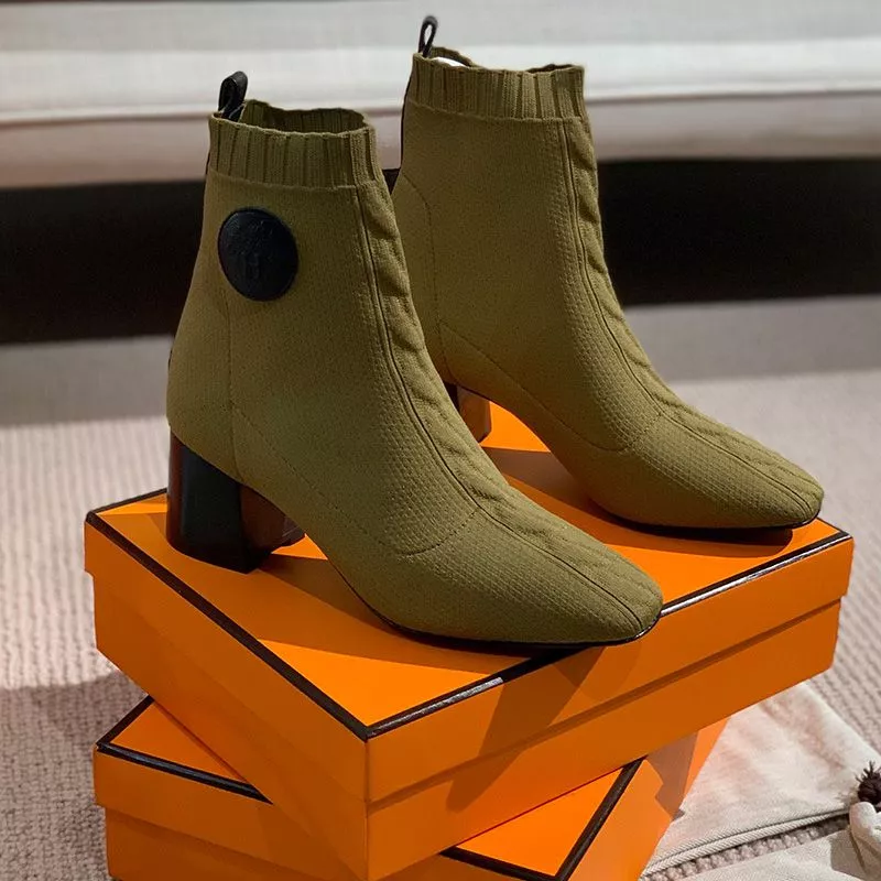 Affordable Hermes Volver 60 Ankle Boots Women Knit In Light Green 0115