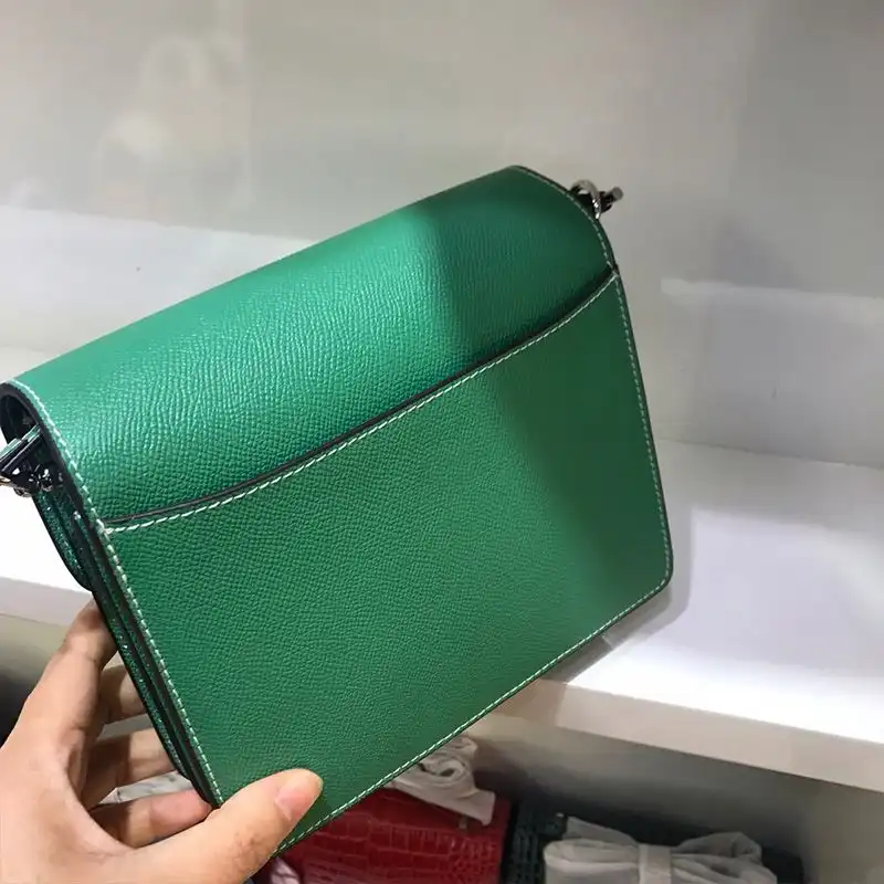 Affordable Hermes Roulis Bag Epsom Leather Palladium Hardware In Green 0130