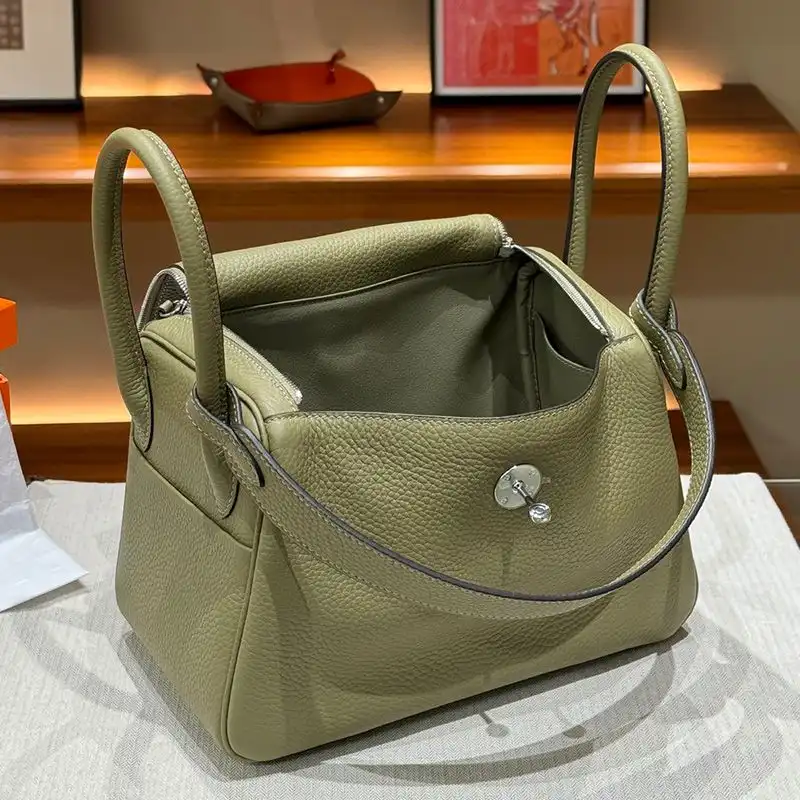 Affordable Hermes Lindy Bag Clemence Leather Palladium Hardware In Olive 0130