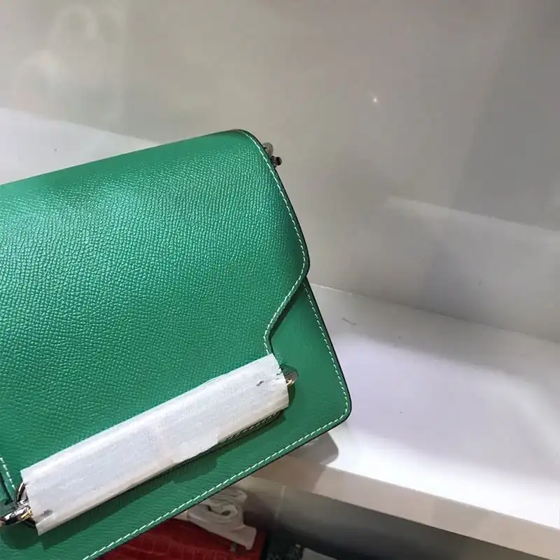 Affordable Hermes Roulis Bag Epsom Leather Palladium Hardware In Green 0130