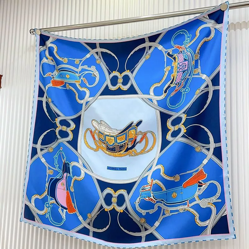 Hermes Springs Remix Scarf 90 In Navy Blue 0112