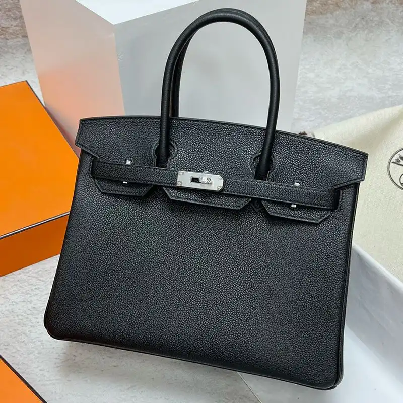 Hermes Birkin Bag Togo Leather Palladium Hardware In Black 0126