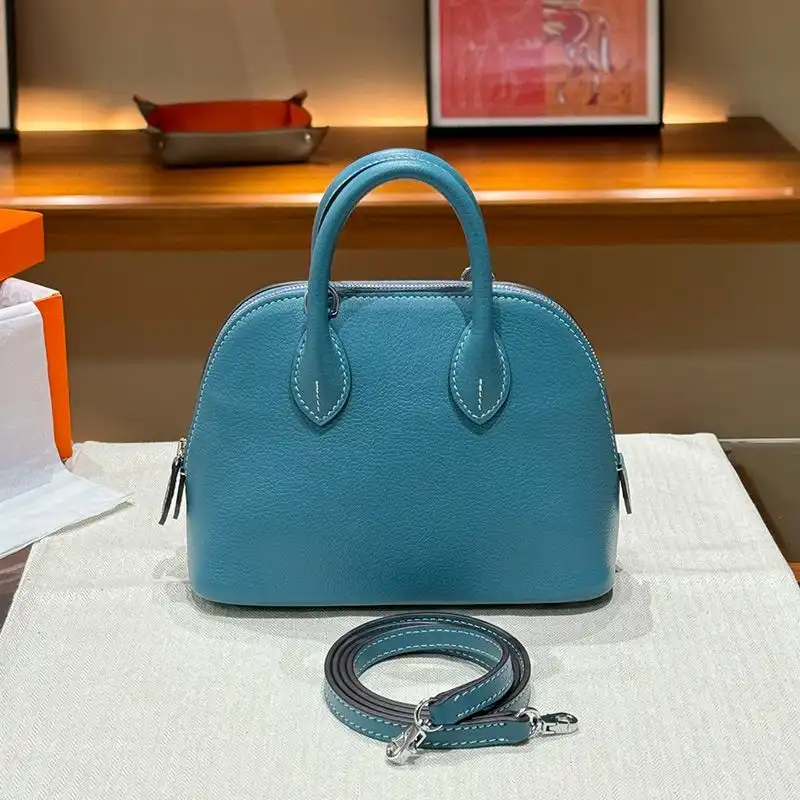 Affordable Hermes Mini Bolide Bag Chevre Leather Palladium Hardware In Blue 0131