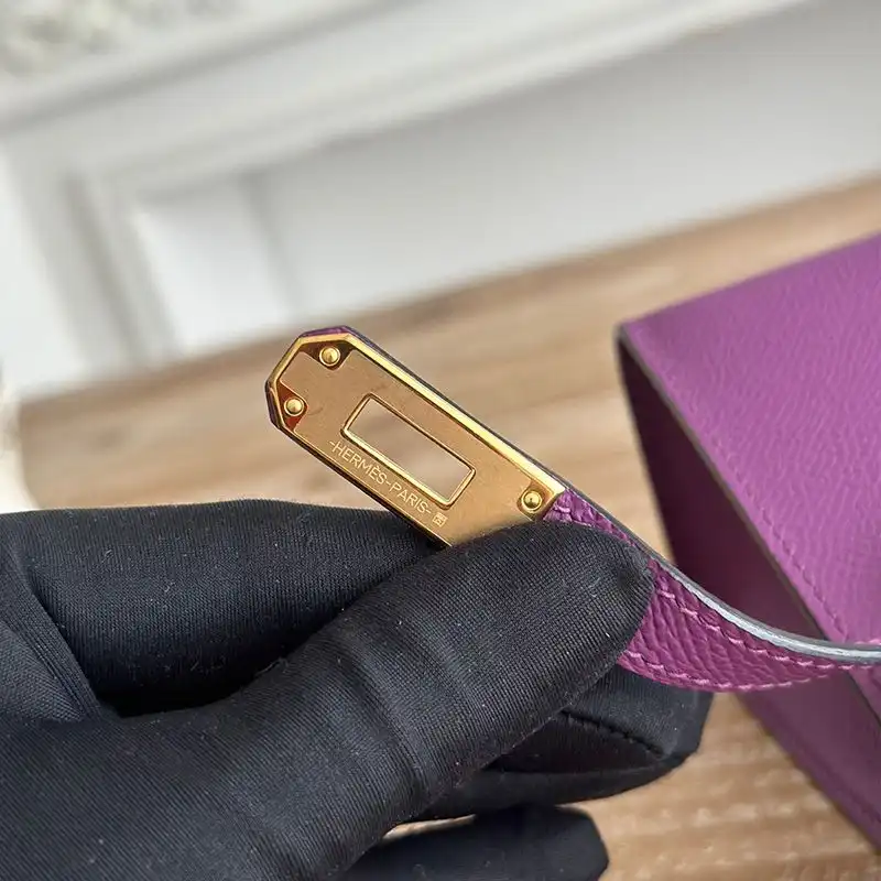 Affordable Hermes Kelly Pochette Epsom Leather Gold Hardware In Purple 0122