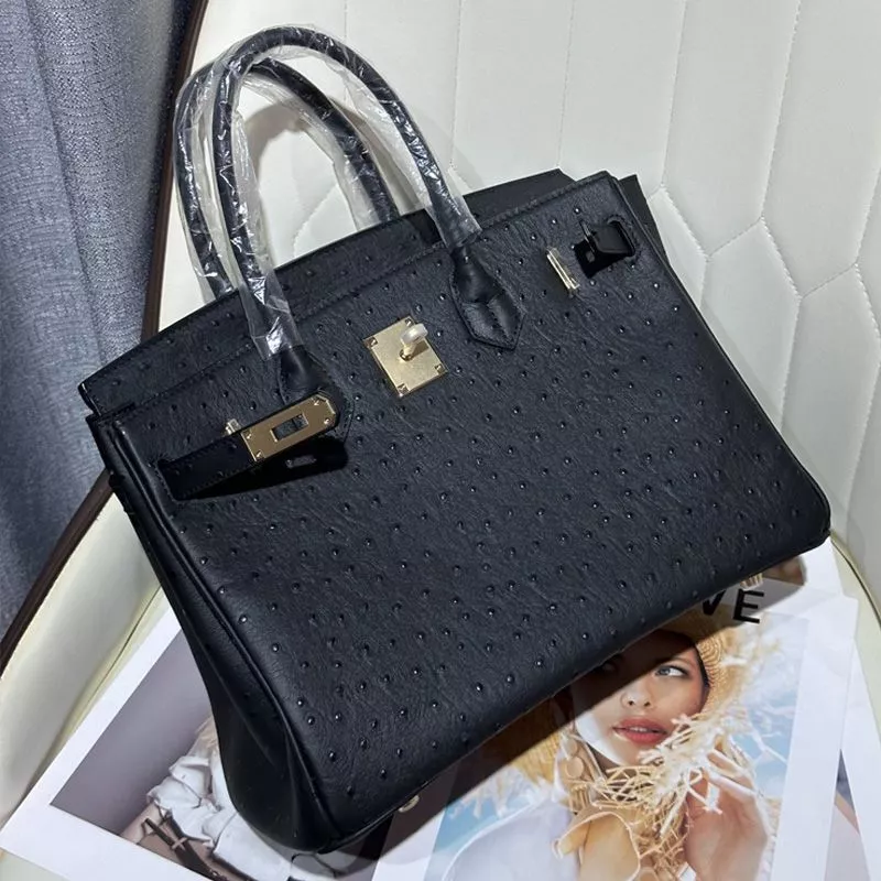 Affordable Hermes Birkin Bag Ostrich Leather Gold Hardware In Black 0120