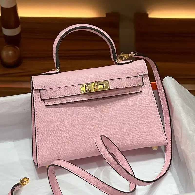 Affordable Hermes Mini Kelly II Bag Epsom Leather Gold Hardware In Pink 0128