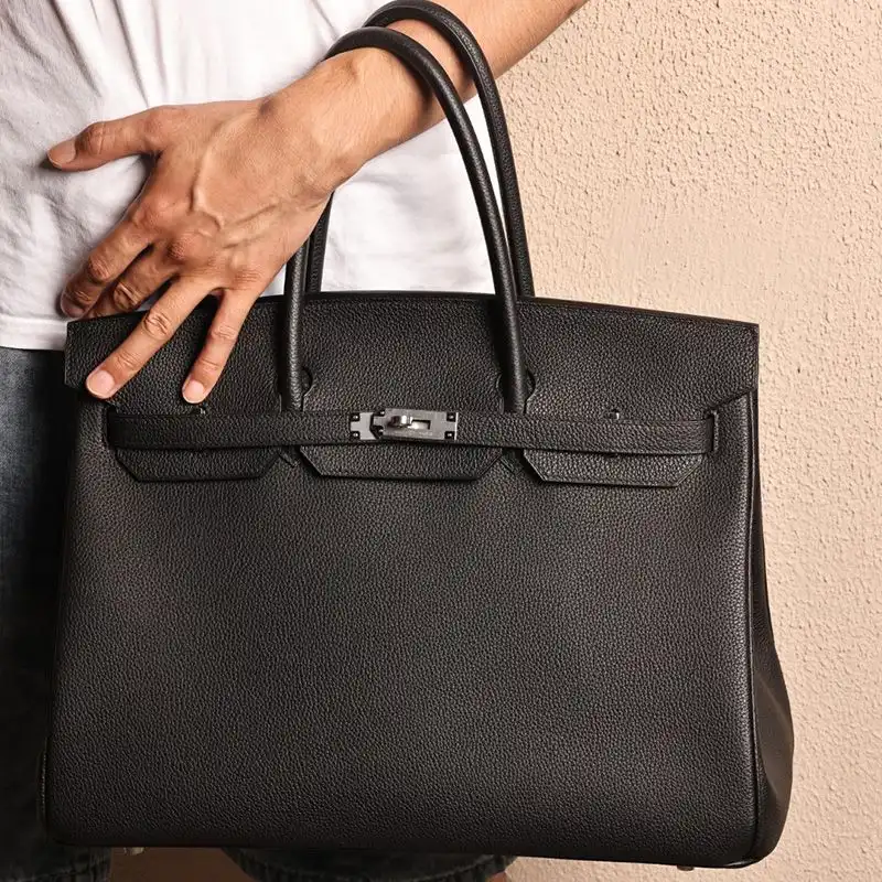 Hermes Birkin 40 Bag Togo Leather Palladium Hardware In Black 0126