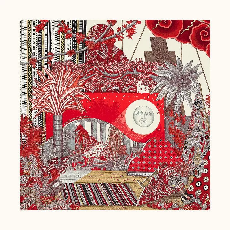 Hermes La Clairiere Shawl 140 In Red 0112