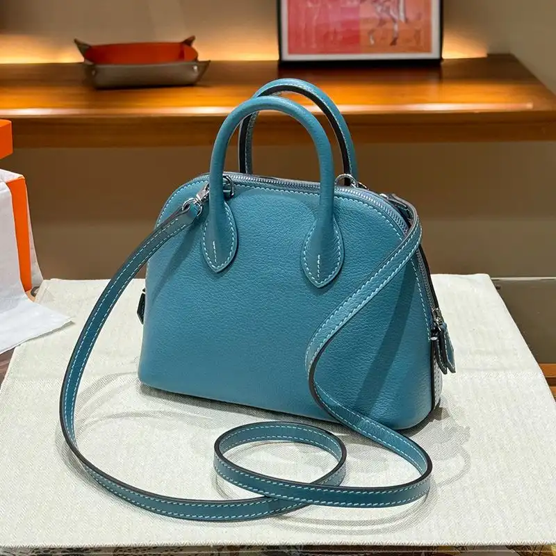 Affordable Hermes Mini Bolide Bag Chevre Leather Palladium Hardware In Blue 0131