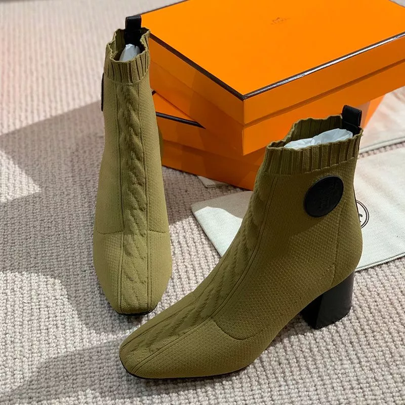 Affordable Hermes Volver 60 Ankle Boots Women Knit In Light Green 0115