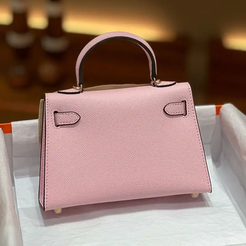 Affordable Hermes Mini Kelly II Bag Epsom Leather Gold Hardware In Pink 0128