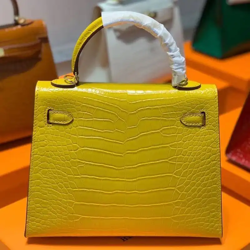 Cheap Hermes Kelly Bag Alligator Leather Gold Hardware In Yellow 0122