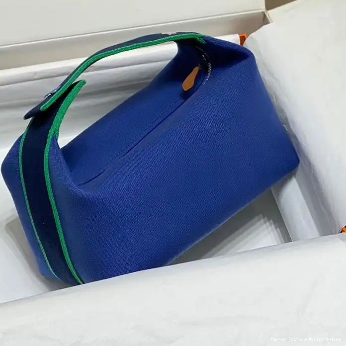 Affordable Trousse Green Blue Canvas Case Hermes Hardware Bride-A-Brac Palladium In 0211