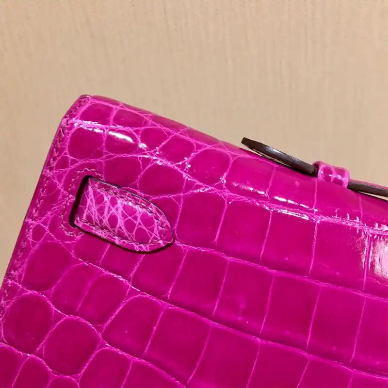 Affordable Hermes Kelly Cut Clutch Shinny Crocodile Leather palladium Hardware In Purple 0201