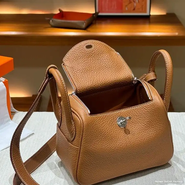 Cheap Mini Hardware Lindy Leather Bag Palladium Togo Brown Hermes In 0219