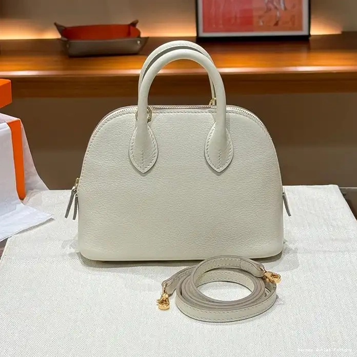 Affordable Gold Hermes White In Mini Chevre Bolide Leather Hardware Bag 0216