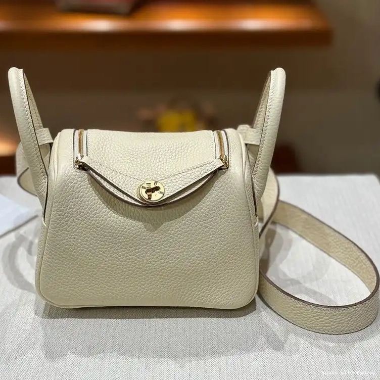 Affordable Bag Hardware Hermes Gold White Leather In Lindy Togo Mini 0208