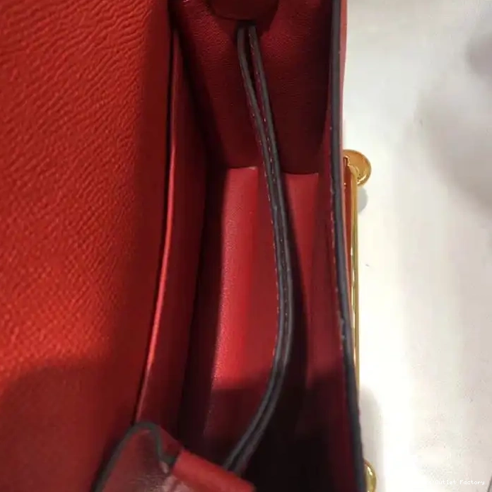 Affordable In Hardware Roulis Gold Red Bag Hermes Epsom Leather 0219