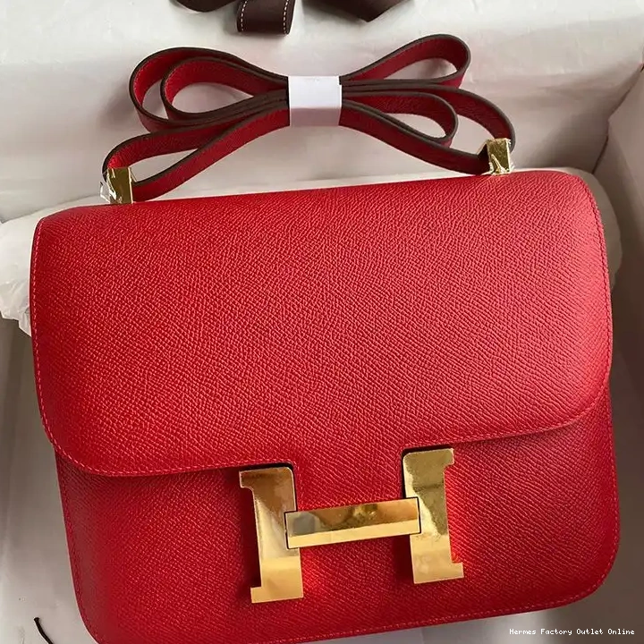 Cheap Hermes Gold Epsom Constance Bag Red Hardware Leather In 0221