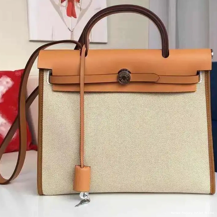 Affordable Bag Brown Hardware Palladium Herbag In Canvas Beige Hermes 0210