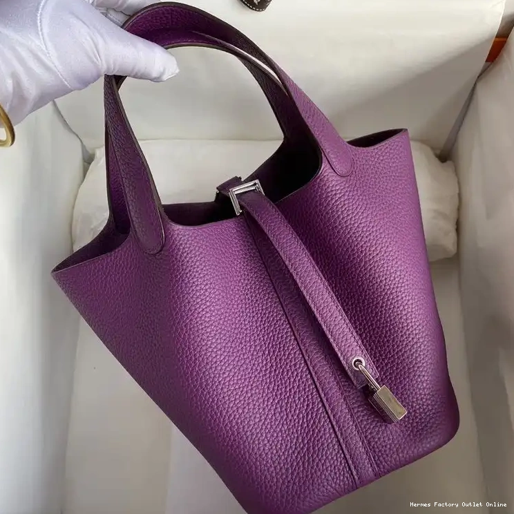 Affordable Palladium Purple Picotin In Clemence Lock Hermes Leather Bag Hardware Gold 0214