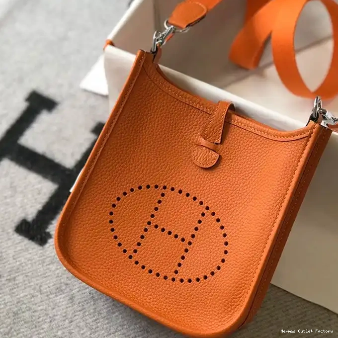 Cheap Leather Palladium Hermes Clemence Evelyne Orange Hardware Mini In Bag 0208