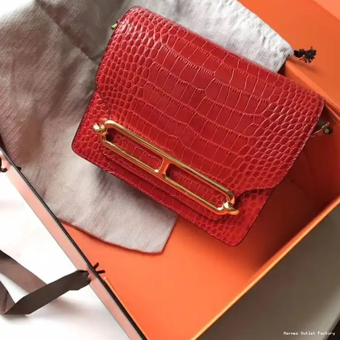 Affordable Hermes Roulis In Bag Red Hardware Alligator Gold Leather 0217