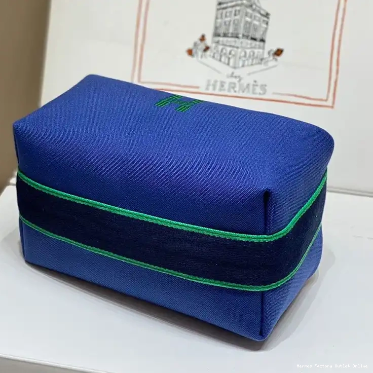 Affordable Trousse Green Blue Canvas Case Hermes Hardware Bride-A-Brac Palladium In 0211