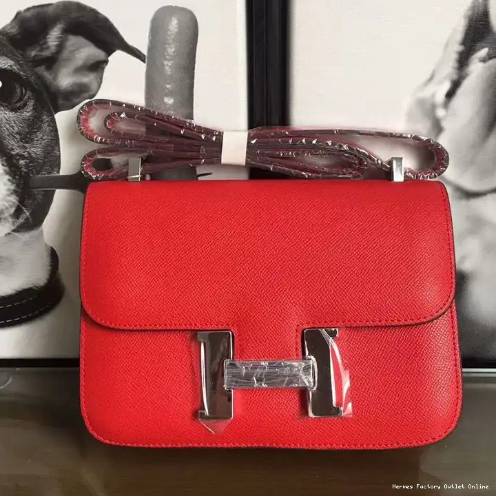 Affordable Hardware Constance Leather Palladium In Hermes Epsom Bag Red 0209