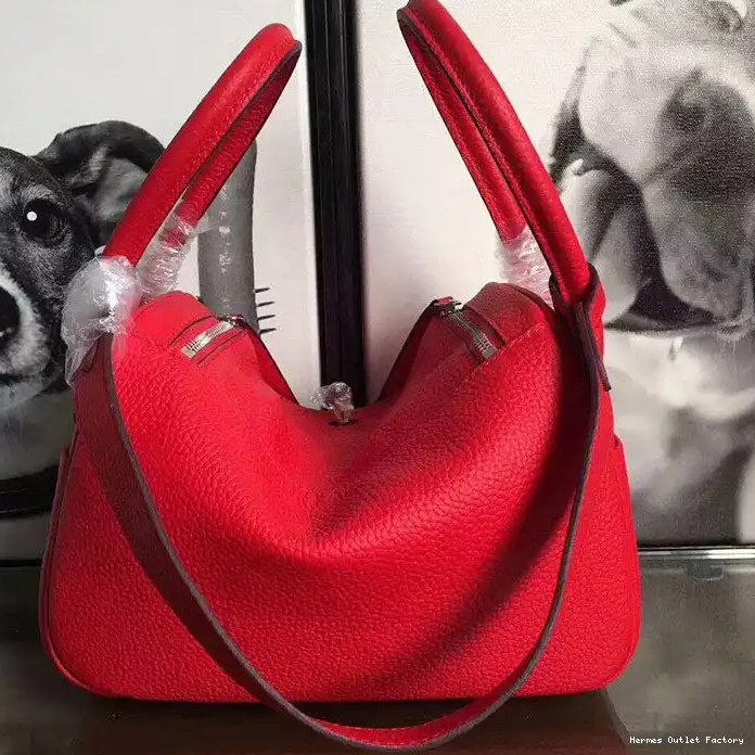 Affordable Leather Clemence Hardware Hermes In Red Palladium Lindy Bag 0210