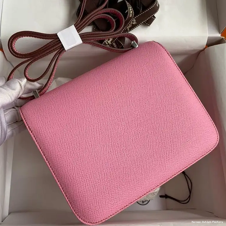 Affordable Hermes Leather Palladium Pink Epsom Bag Constance In Hardware 0211