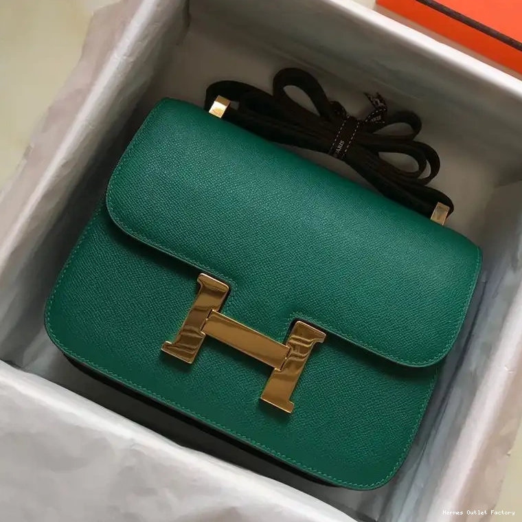 Cheap Gold In Leather Hermes Green Epsom Bag Constance Hardware 0218