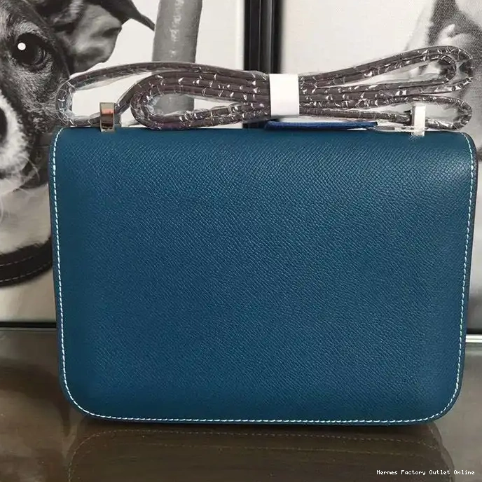 Affordable Hermes Teal Bag Hardware Leather Palladium Constance In Epsom 0212