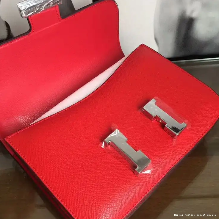 Affordable Hardware Constance Leather Palladium In Hermes Epsom Bag Red 0209