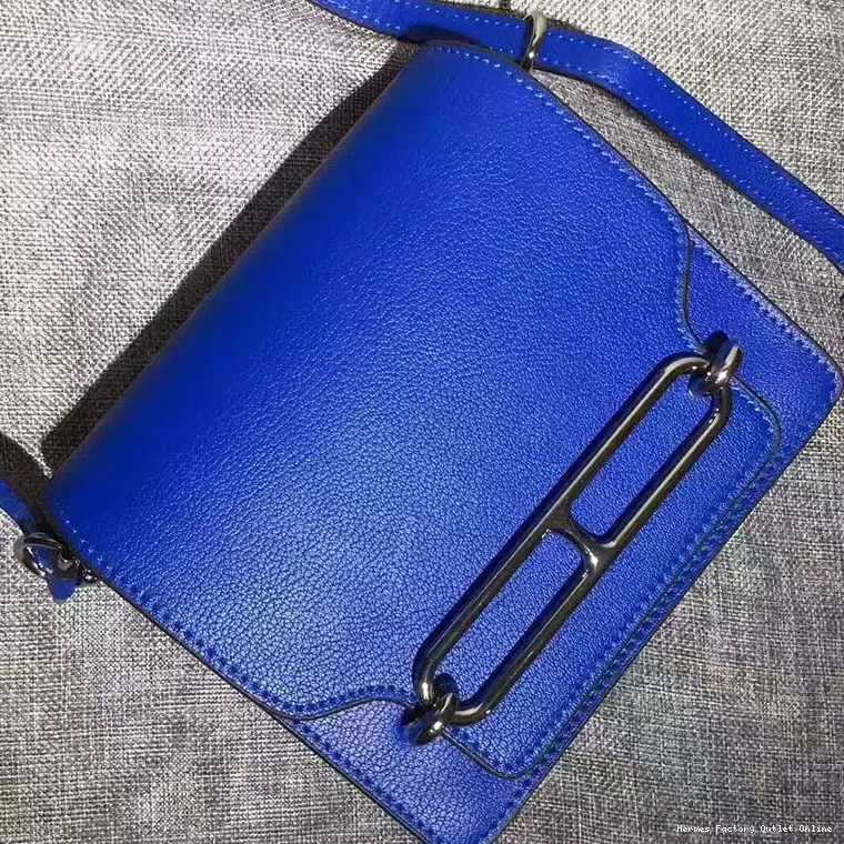 Affordable Palladium Hardware Calfskin Leather Roulis Hermes Bag Blue In 0215